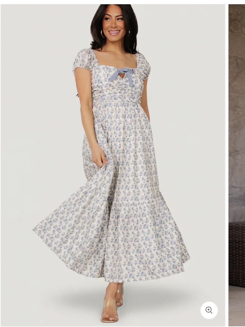 Baltic Born Blue and White Floral Maxi Dress with Front Bow - Picture 5 of 5